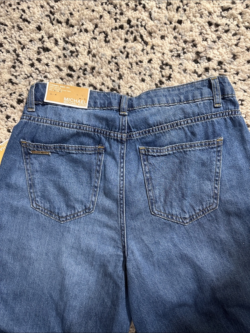 Michael Kors Medium Blue High-Rise Wide Leg Jeans - Picture 10 of 13